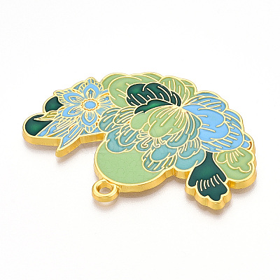 Rack Plating Alloy Enamel Big Pendants ENAM-N056-395E-G-1