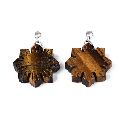 Natural Tiger Eye Pendants G-T144-12F-1