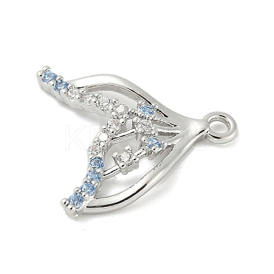 Brass Pave Light Sky Blue and Clear Cubic Zirconia Sea Animal Connector Charms LS-KK-M326-07B-P-1