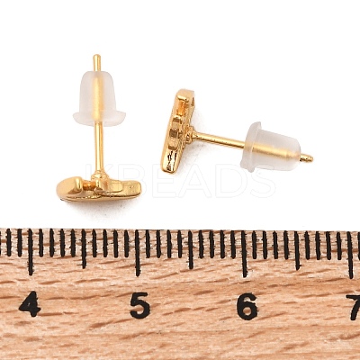 Brass Micro Pave Clear Cubic Zirconia Stud Earrings EJEW-C158-13B-G-1
