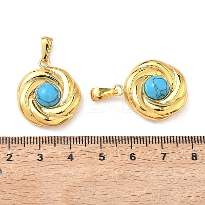 304 Stainless Steel with Synthetic Turquoise Pendants STAS-L309-21A-G-1