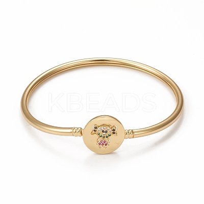 Rack Plating Brass Micro Pave Cubic Zirconia Bangles BJEW-E071-17G-01-1