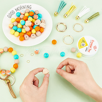 DIY Beaded Keychain Wristlet Making Kit DIY-CA0004-43-1