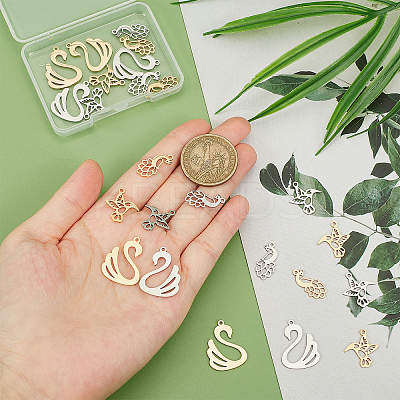24Pcs 6 Style 201 Stainless Steel Charms STAS-DC0008-61-1