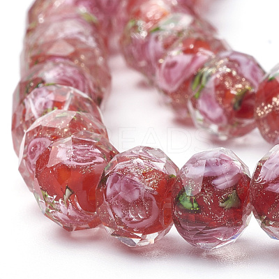 Handmade Gold Sand Lampwork Beads Strands LAMP-R141-10mm-09-1