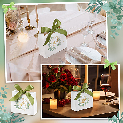 80Pcs Gold Stamping Thank You Paper Gift Bags with Olive Drab Polyester Ribbon CON-WA0001-05-1