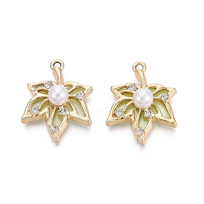 Alloy with ABS Imitation Pearl & Crystal Rhinestone & Acrylic Pendants PALLOY-Q466-04G-02-1