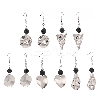 Natural Lava Rock Dangle Earrings for Women EJEW-JE05146-1