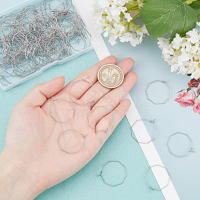 100Pcs 316 Stainless Steel Hoop Earrings Findings STAS-DC0003-92-1