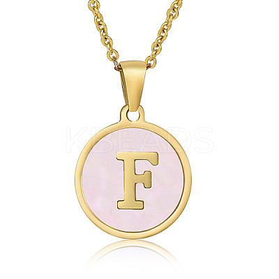 Natural Shell Initial Letter Pendant Necklace LE4192-4-1