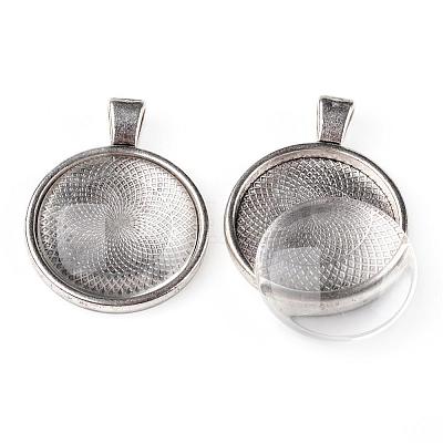 25mm Transparent Clear Domed Glass Cabochon Cover for Alloy Photo Pendant Making TIBEP-X0009-RS-1