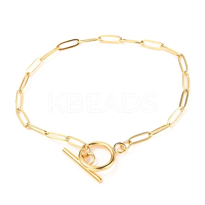 Unisex PVD Vacuum Plating 304 Stainless Steel Paperclip Chain Bracelets BJEW-H541-04A-G-1
