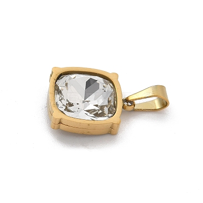 304 Stainless Steel Glass Rhinestone Pendants STAS-L281-010G-02-1