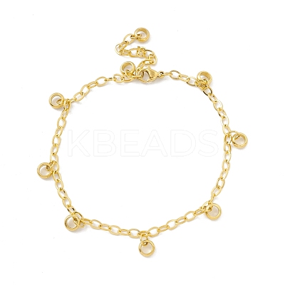 PVD Vacuum Plating 304 Stainless Steel Ring Charms Bracelet with Cable Chains for Women STAS-E001-29G-1