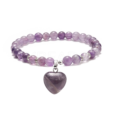 Natural & Synthetic Gemstone Beads Stretch Bracelets BJEW-JB09206-1
