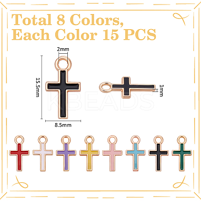 120Pcs 8 Colors Alloy Enamel Pendants FIND-UN0007-73-1