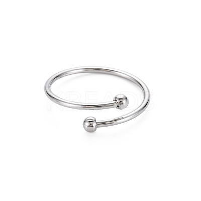Non-Tarnish 304 Stainless Steel Double Beaded Thin Open Cuff Rings RJEW-N038-048P-1