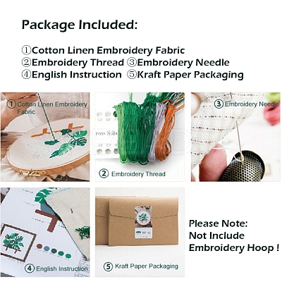 Plant Pattern DIY Embroidery Beginner Kit DIY-P077-020-1