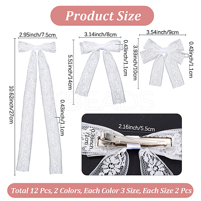 1Box Polyester Alloy Bowknot Hair Clips PHAR-CN0001-03-1