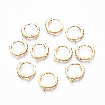 Brass Micro Pave Cubic Zirconia Huggie Hoop Earring Findings KK-T063-013-NF-1