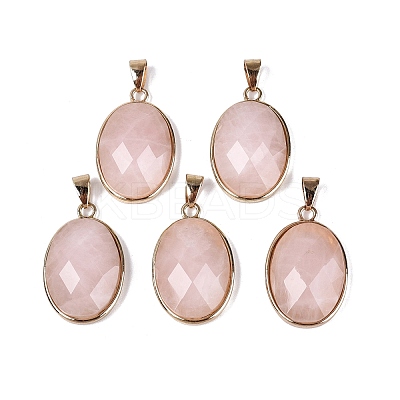 Natural Rose Quartz Pendants G-Q606-92G-09-1