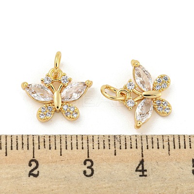 Brass Micro Pave Clear Cubic Zirconia Pendants KK-G490-27G-1