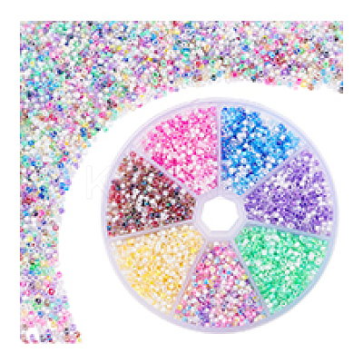 7 Sets 7 Colors Transparent Colours Luster & Rainbow Glass Seed Beads GLAA-PH0003-80-1