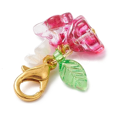 14Pcs Glass Flower Leaf Pendant Decoration HJEW-JM02786-1