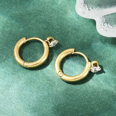 304 Stainless Steel Ring with Heart Hoop Earrings EJEW-K268-37G-1