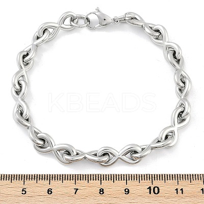 304 Stainless Steel Infinity Link Chain Bracelets for Women Men BJEW-F488-53D-P-1