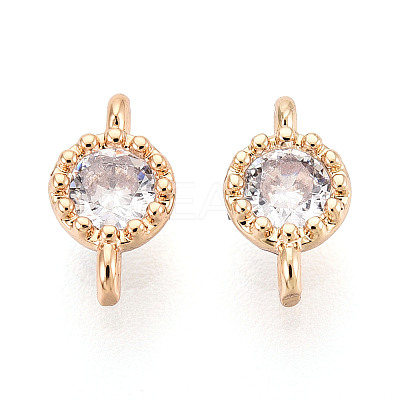 Brass Pave Cubic Zirconia Connector Charms KK-N276-04G-01-1