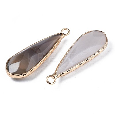 Natural Grey Agate Pendants G-S359-319B-1