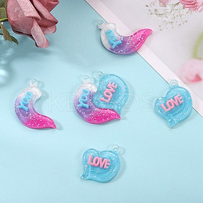 10 Sets Gradient Color Opaque Resin Pendants RESI-SZ0001-91D-1