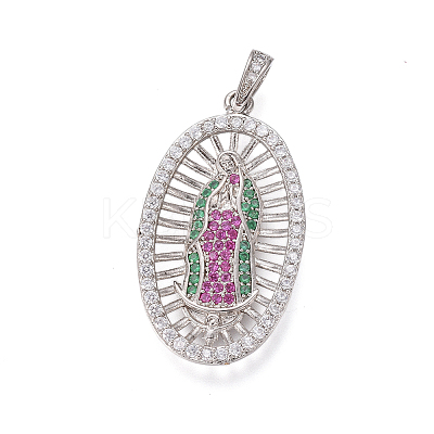 Religion Theme Brass Micro Pave Cubic Zirconia Pendants ZIRC-I032-71P-1