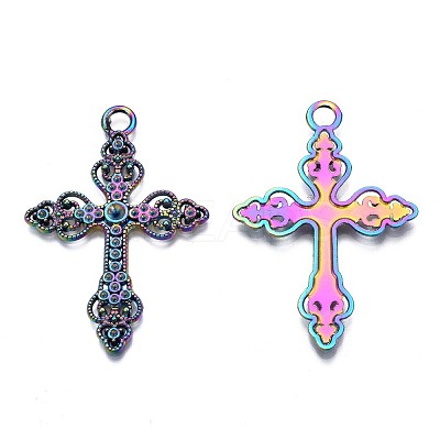 Rainbow Color Alloy Pendant Rhinestone Settings PALLOY-N163-156-NR-1