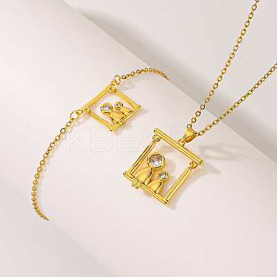 Romantic Mother's Day Jewelry Set with Zirconia Bracelet and Necklace. IQ6126-1