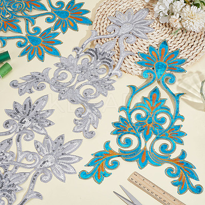 6Pcs 2 Colors Flower Computerized Embroidery Iron on/Sew on Patches PATC-ME0001-05-1