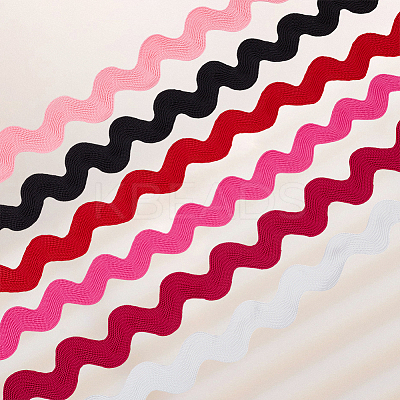 12 Yards 6 Colors Polyester Wavy Fringe Trim Ribbon OCOR-GF0005-57-1