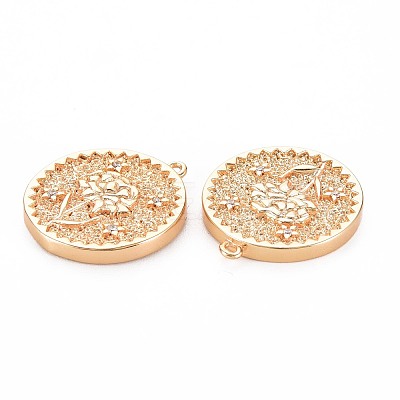 Brass Micro Pave Clear Cubic Zirconia Pendants KK-S364-116-1