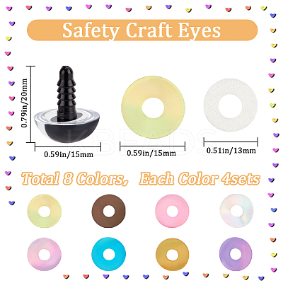 32Pcs 8 Colors ABS Plastic Safety Craft Eye DIY-BBC0002-09B-1