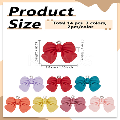 14Pcs 7 Colors Resin Pendants RESI-LP0001-22-1