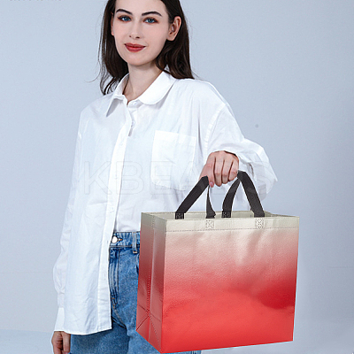 12Pcs 4 Colors Non-Woven Reusable Folding Gift Bags with Handle ABAG-GF0001-29A-1