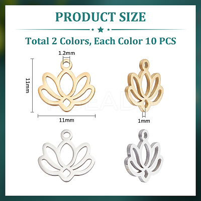 20Pcs 2 Colors 304 Stainless Steel Pendants STAS-UN0057-43-1