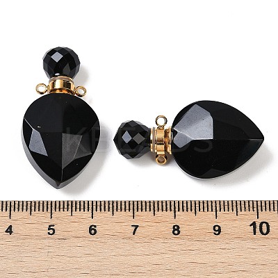 Natural Obsidian Faceted Teardrop Bottle Pendants G-A225-02G-07-1