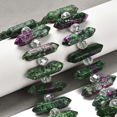 Natural Ruby in Zoisite Double Terminated Point Beads Strands G-H069-B08-01-1