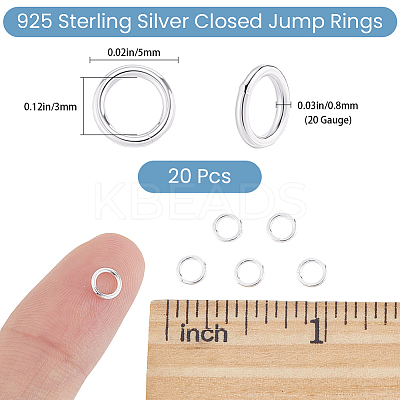 20Pcs 925 Sterling Silver Round Rings STER-BBC0009-64A-S-1