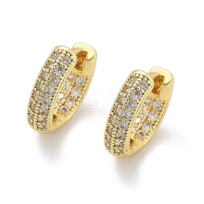 Brass Micro Pave Clear Cubic Zirconia Hoop Earrings EJEW-D311-101G-1