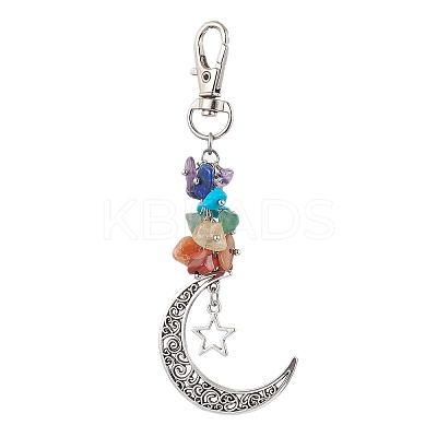 Natural & Synthetic Mixed Gemstone Chip Pendant Decorations HJEW-JM01685-02-1