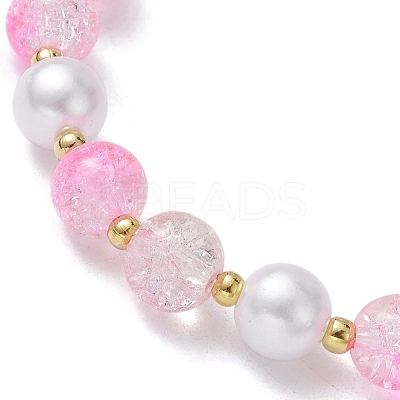 Imitation Pearl Glass & Acrylic Round Beaded Stretch Bracelets BJEW-JB10083-03-1