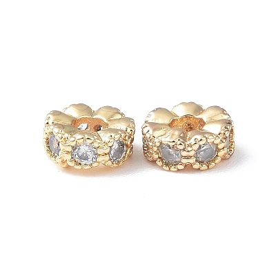 Brass Micro Pave Cubic Zirconia Spacer Beads KK-I702-46B-1